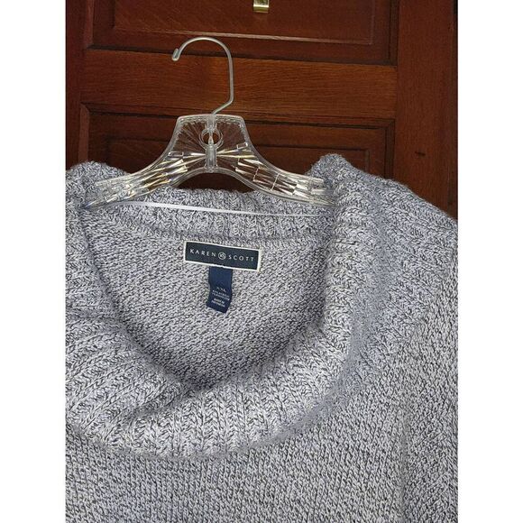 KAREN SCOTT BLUE GRAY COWL NECK TUNIC W 3/4 SLEEVE SIZE XXL. RO - Picture 3 of 3